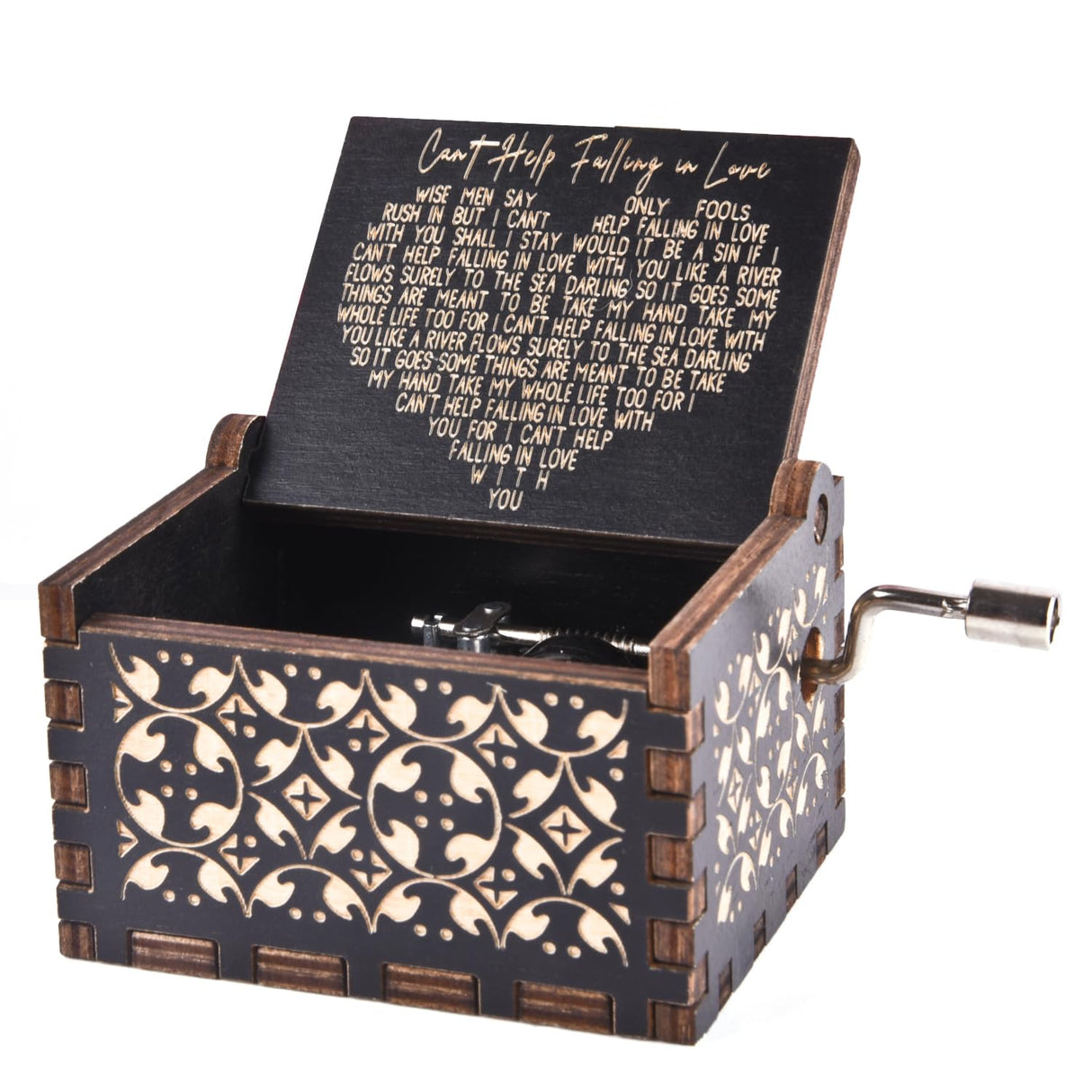 Can't Help Falling in Love Wood Music Box, Antique Engraved Musical Boxes Case for Love One Wooden Music Box - Gifts for Lover, Boyfriend, WoodArtSupply