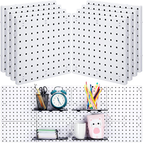 8 Sets Pegboard Wall Mount Display Pegboard Plastic Garage Pegboard Wall Organizer Pegboard Panel Kit Installation Accessories for Kitchen Living Nuanchu