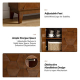 HULALA HOME Modern Sideboard Buffet Cabinet with Solid Wood Legs, 60" Kitchen Storage Cabinet Credenza with 4 Doors and 2 Interior Shelves, Accent HULALA HOME