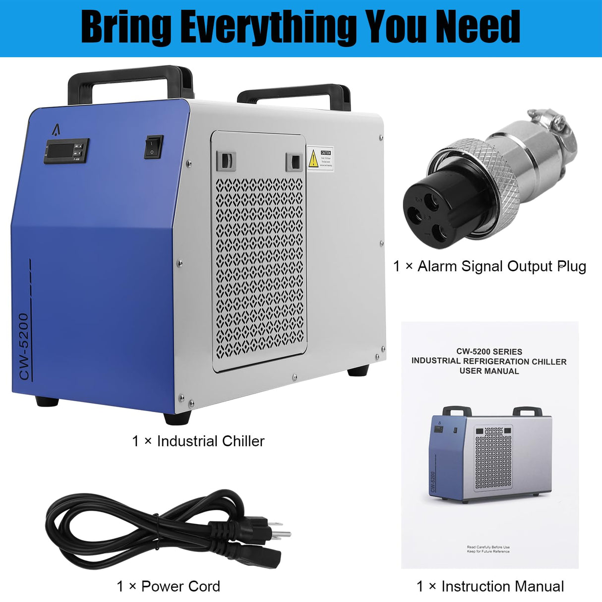 CuisinAid Industrial Water Chiller CW5200, 6L Capacity 0.9hp 2.6gpm Water Cooling System for 60W 70W 80W 90W 100W 120W 130W 150W CO2 Laser Engraving CuisinAid