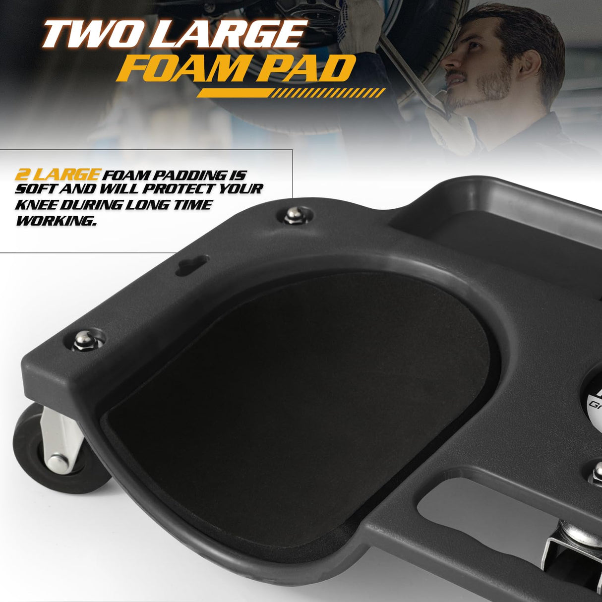 Magshion Knee Creeper on Wheels, Rolling Knee Pads with 5 Swivel Castors for Garage Workshop, Auto Repairing and Garden, 10x20 Inch Knee Roller with Magshion