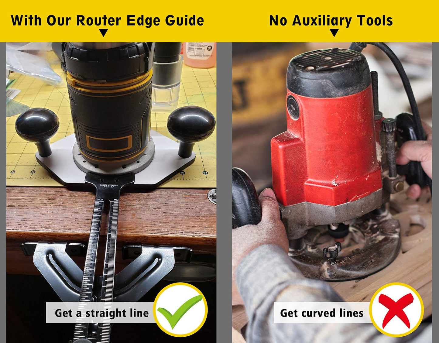 Router Edge Guide for Fixed Base Compact Router (DNP618), Straight Edge Guide for Quickly Attached to Router Fixed Base - WoodArtSupply