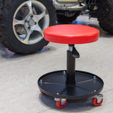 BIG RED ATRHL6201R Torin Heavy Duty Rolling Pneumatic Creeper Garage/Shop Seat: Padded Adjustable Mechanic Stool with Tool Tray Storage, Red BIG RED