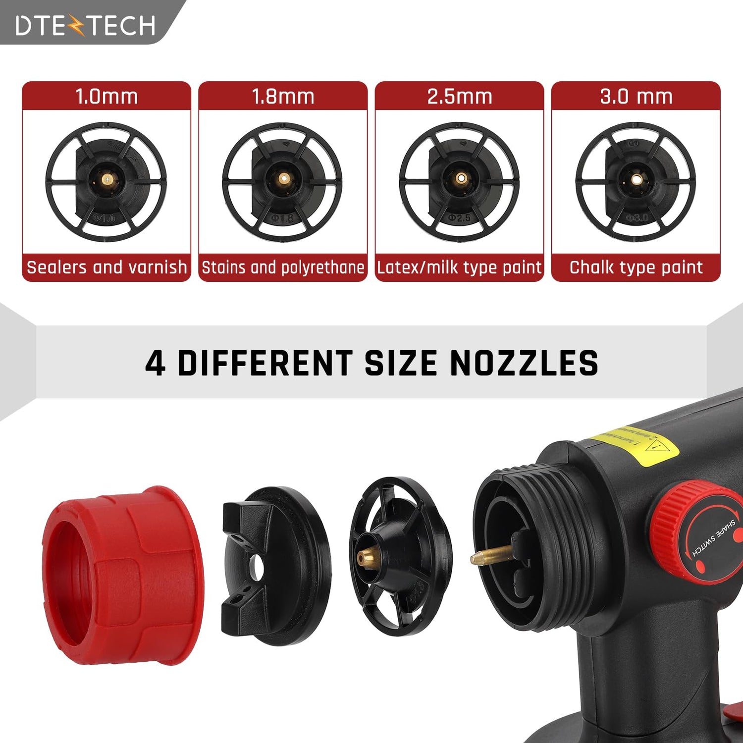 Paint Sprayer for Milwaukee M18 18V Battery, HVLP Spray Paint Gun with Brushless Motor and Copper Nozzle, 200W Cordless Paint Sprayer for Home DTEZTECH