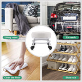 FURWOO Low Roller Seat PU Leather Rolling Stool Step Stool Mechanic Stool on Wheels for Home Office Garage Shop White FURWOO