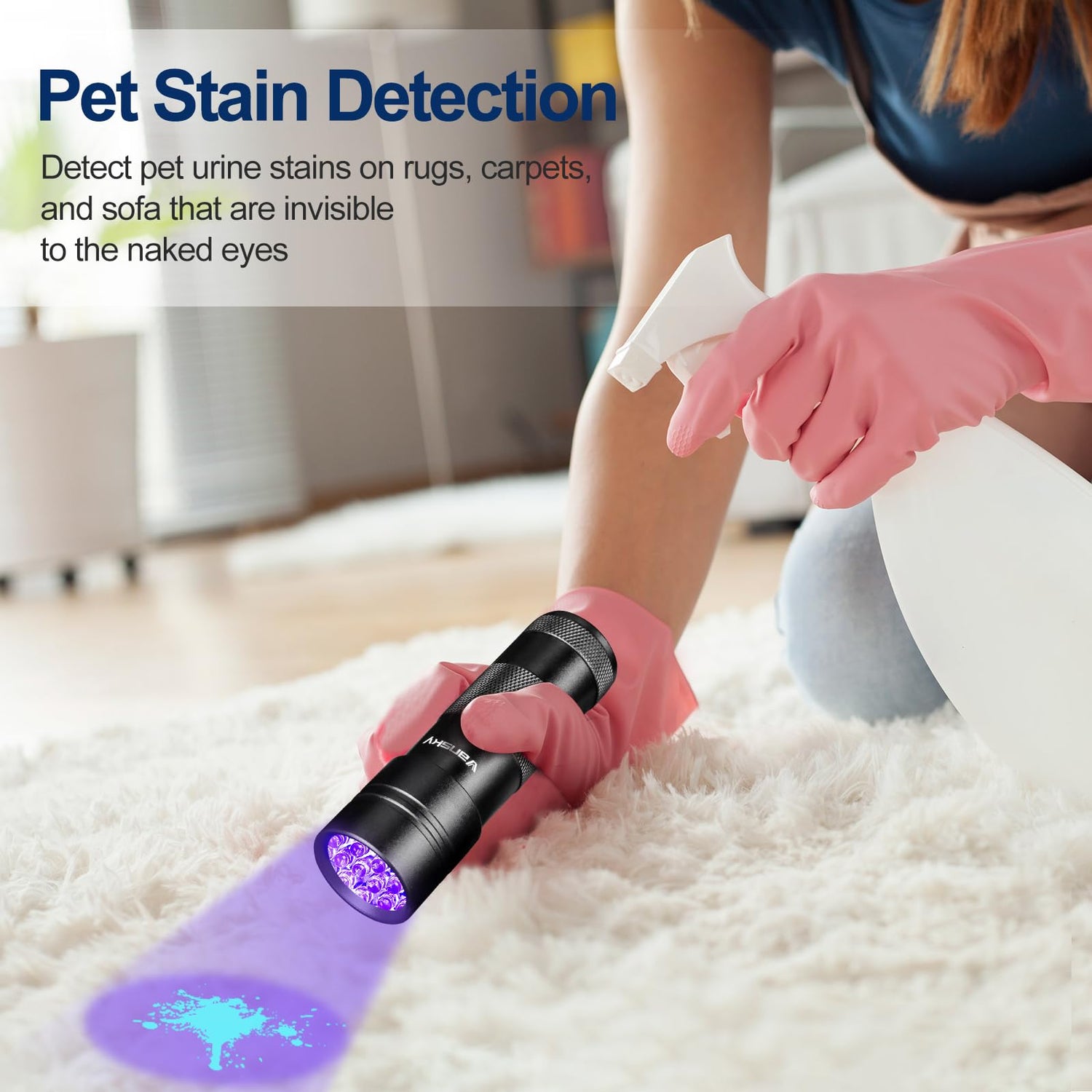 Black Light UV Light Flashlight: Vansky 395nm 12 LED 2 Pack Ultraviolet Blacklight Flashlight Mini Powerful Pet Urine Detector for Dog/Cat, Carpet Vansky
