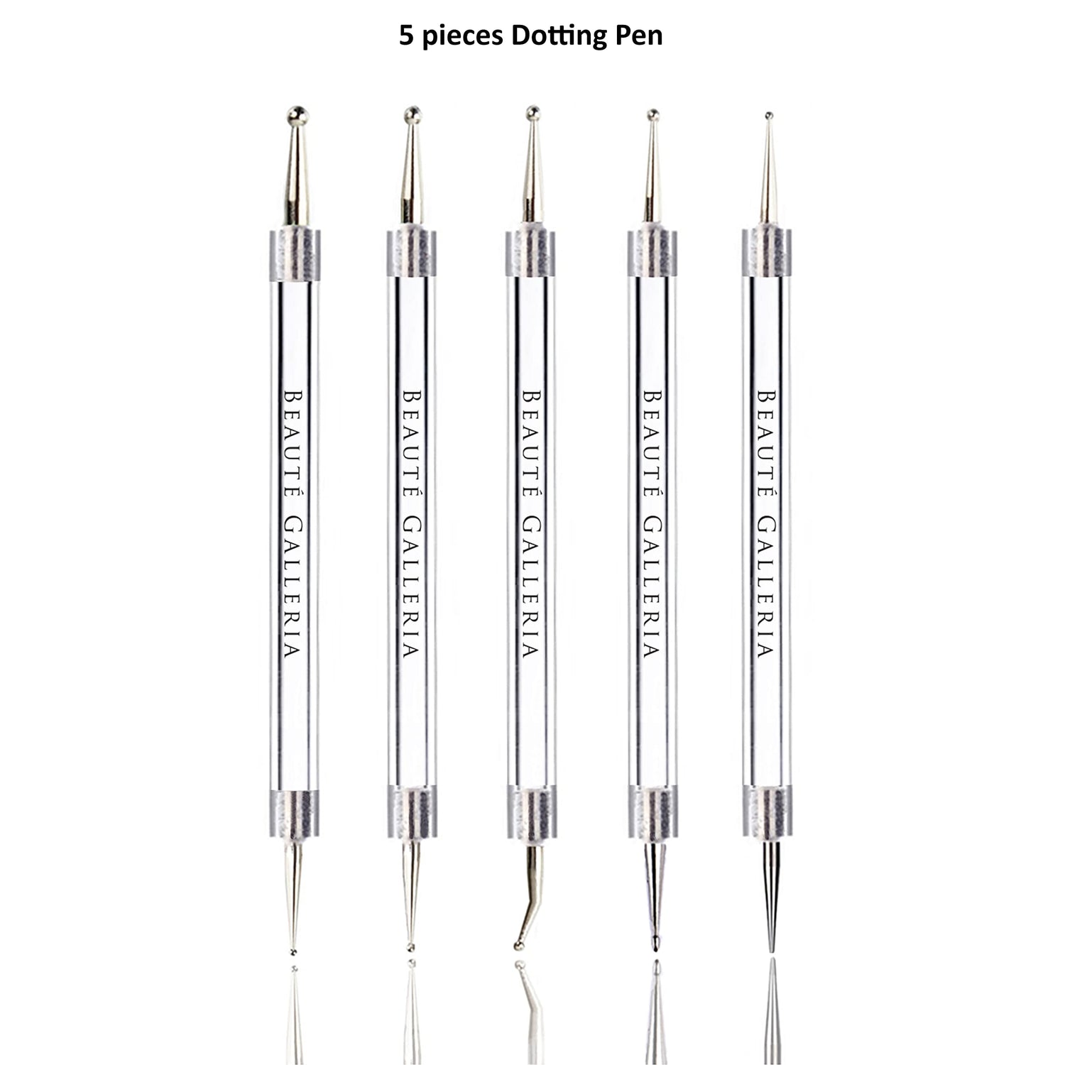 Beaute Galleria Bundle 50 Pieces Nail Art Tool Kit with Pouch - 5 Pieces Dotting Tool Marbleizing Pen (10 Sizes), 15 Pieces Acrylic Gel Detailing BEAUTÉ GALLERIA