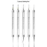 Beaute Galleria Bundle 50 Pieces Nail Art Tool Kit with Pouch - 5 Pieces Dotting Tool Marbleizing Pen (10 Sizes), 15 Pieces Acrylic Gel Detailing BEAUTÉ GALLERIA