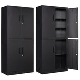 Letaya Metal Storage Cabinet with Lock Door, Adjustable Shelf Steel Cabinets for Office, Home,Pantry,Kitchen,Garage Utility Cabinet (4 Door-Black) Letaya