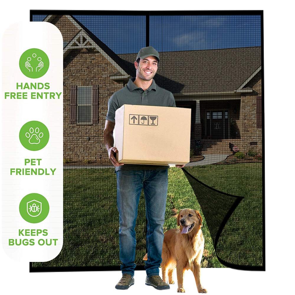 Garage Door Screen, 16x7 Ft Magnetic Closure Heavy Duty Weighted Bottom Garage Screen Doors for 2 Car Garage, Fiberglass Mesh Anti Annoying Animal PICK FOR LIFE