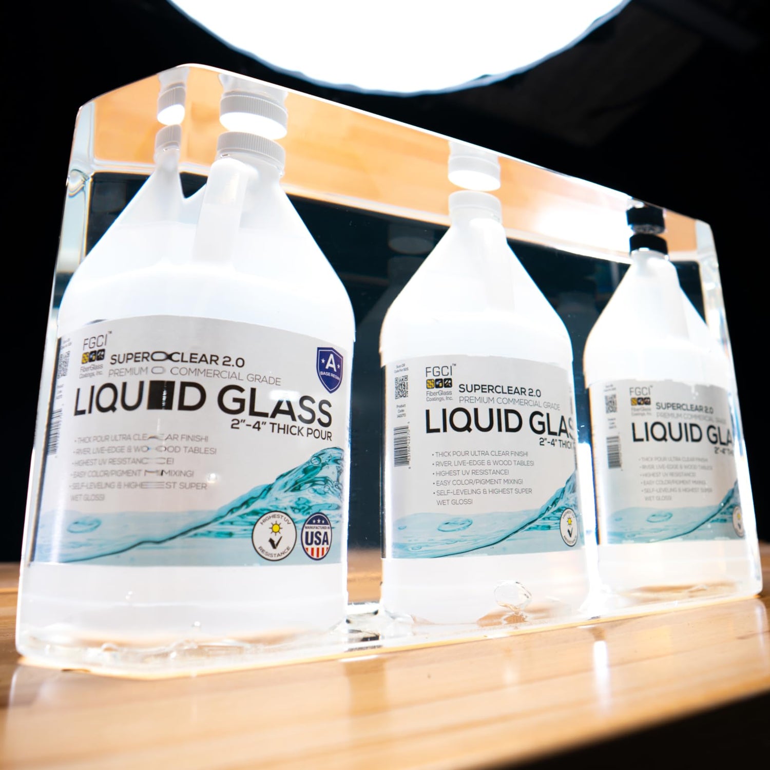 Superclear Liquid Glass Deep Pour Epoxy Resin Kit, Premium Commercial Grade, Bulk 15 Gallon Mega Pack - 2:1 Crystal Clear Liquid Glass Pour up to FGCI