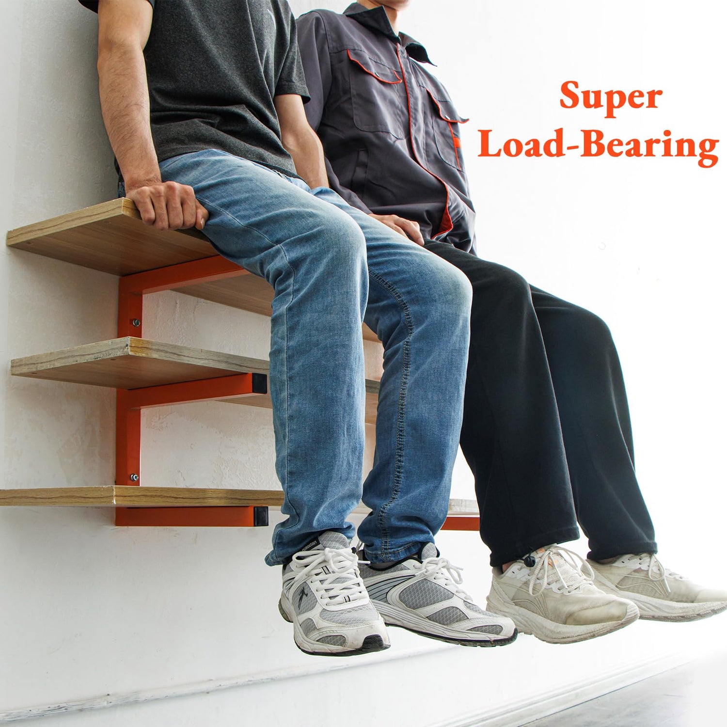 MOOMSINE Lumber Storage Rack Wall Mount, Heavy Duty Metal Wood Organizer with 6-Level Each Shelf Holds Up 200 Lbs, Indoor & Outdoor Use - 4pack MOOMSINE