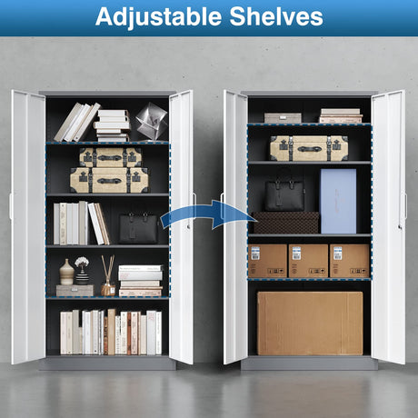 PEUKC Metal Garage Storage Cabinet, 71-inch Tall Cabinet with Adjustable Shelves & Locking Doors, Tool Cabinets for Garage,Office,Home,School,Gym PEUKC