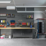 HOPUBUY Metal Storage Cabinet with Lock, Steel Locker Cabinet with Removable Shelves and 2 Locking Doors, Black Storage Cabinets for Home, Garage, HOPUBUY