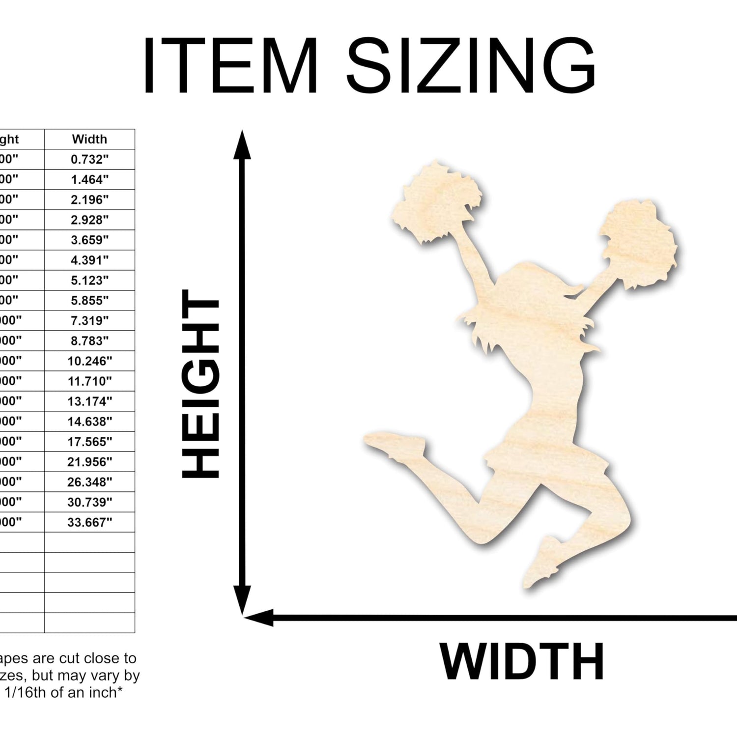 Unfinished Wood Cheerleader Silhouette | DIY Cheerleading Craft Cutout | up to 36" DIY 10" / 3/4" 24 Hour Crafts