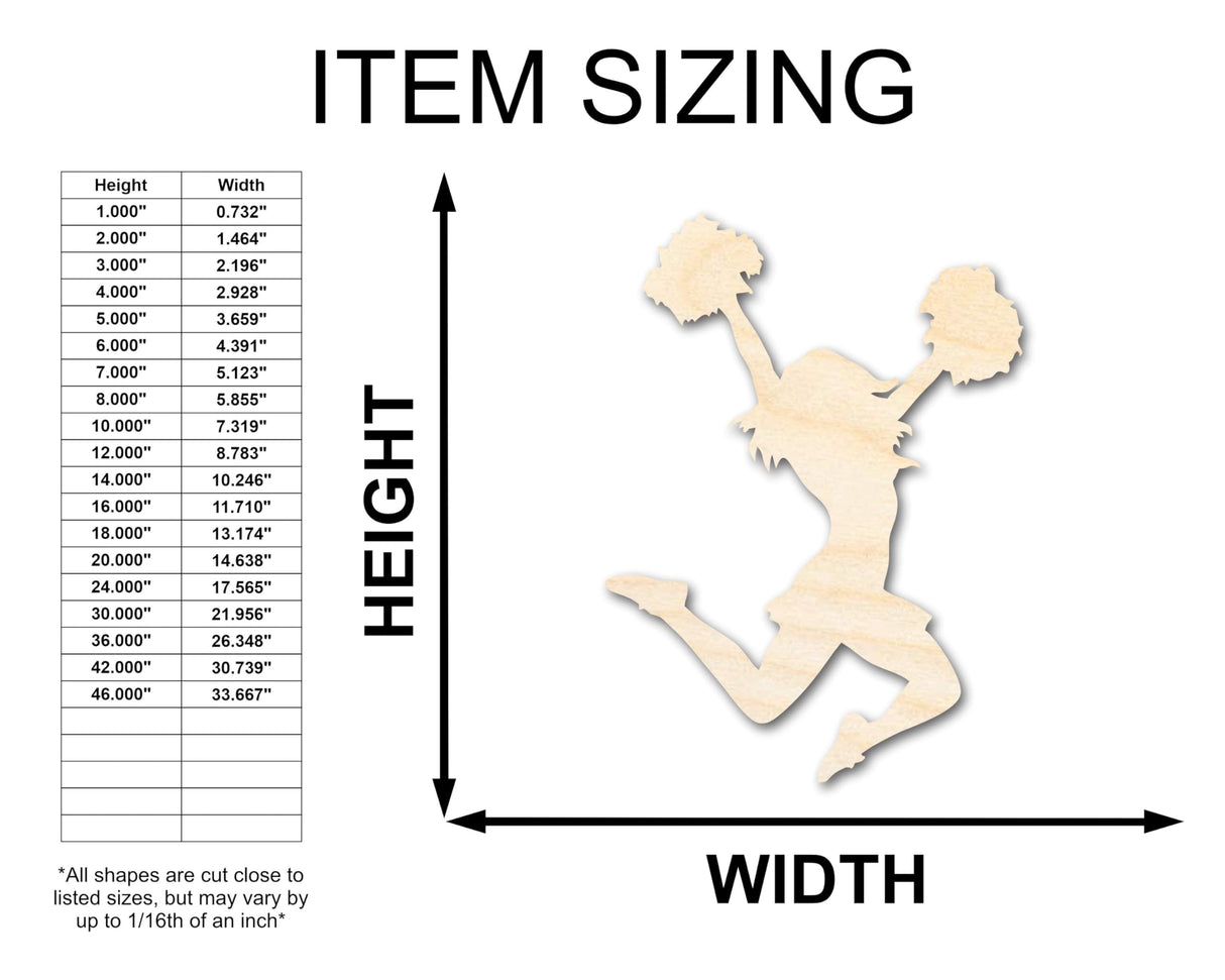 Unfinished Wood Cheerleader Silhouette | DIY Cheerleading Craft Cutout | up to 36" DIY 10" / 3/4" 24 Hour Crafts