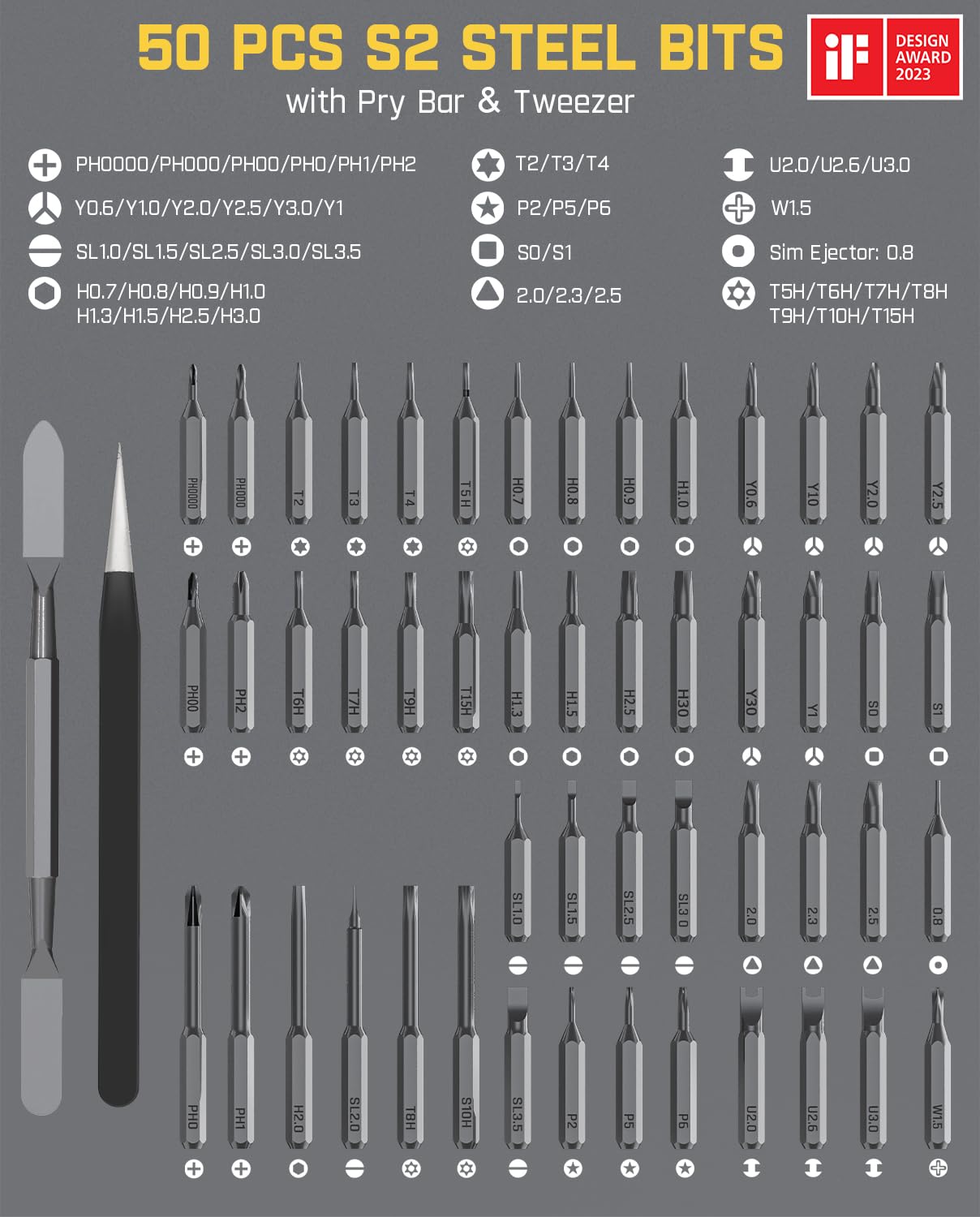 Fanttik E1 Max 3.7V Mini Electric Screwdriver, Precision Electric Screwdriver, 50-in-1 Magnetic Bits, Max 3 N.m, Magnetic Storage, 5/32''Hex, Repair Fanttik