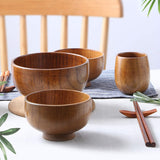 Originalidad Handmade Wood Bowls, Jujube Wooden Japanese Bowls with Matching Spoon for Rice, Soup, Dip, Salad, Tea, Decoration 4 Sets (4 Bowls 4.2 IN Originalidad
