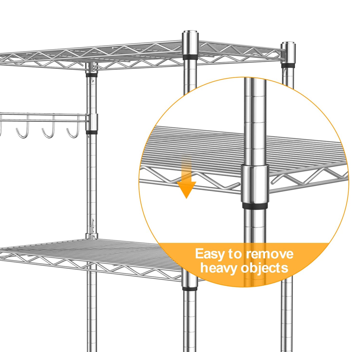 Homdox 5 Tier Steel Wire Shelving Unit on Wheels,Chrome Shelves for Garage Kitchen Living Room,Heavy Duty Shelving Rack, 23.2 x 13.8 x 72 inch (L x W - WoodArtSupply