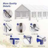 PHI VILLA 32'x16' Outdoor Heavy Duty Party Tent Large Commercial Canopy Wedding Event Shelter Carport with Removable Sidewalls & 4 Storage Bags for PHI VILLA