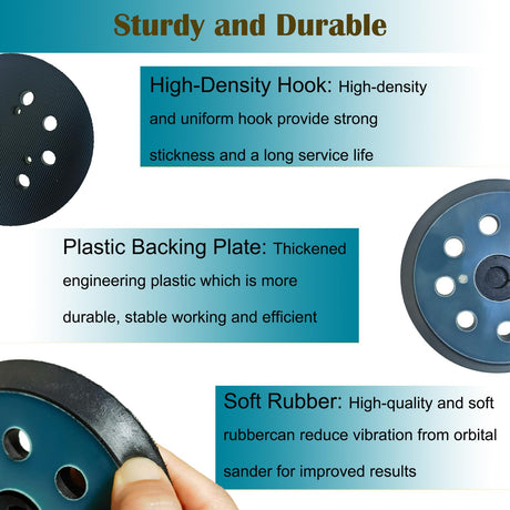 5 Inch 8 Hole Replacement Sander Pad for Makita BO5010 BO5030K BO5031K BO5041K XOB01Z Orbital Sander -5" Hook and Loop Sanding Pad for Wood and Tockrop