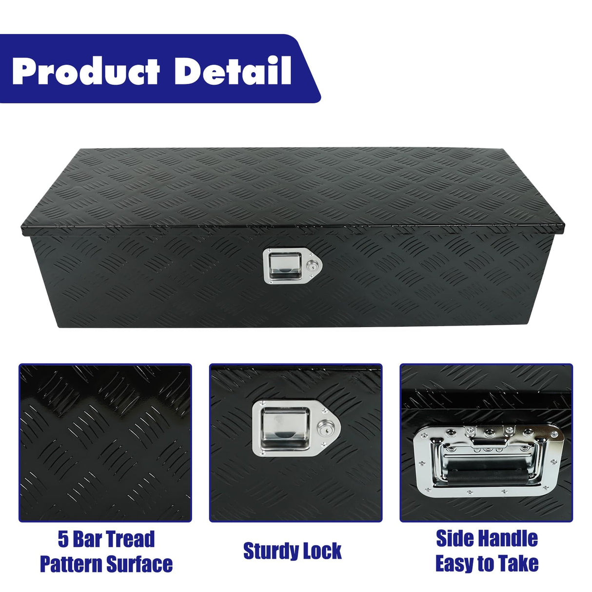 bchsadvb 39"x13"x10" Inch Black Aluminum Pickup Truck Trunk Bed Tool Box Car Outdoor Under Trailer Tongue Box Storage with lock bchsadvb