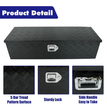 bchsadvb 39"x13"x10" Inch Black Aluminum Pickup Truck Trunk Bed Tool Box Car Outdoor Under Trailer Tongue Box Storage with lock