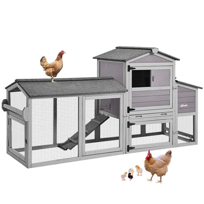 Aivituvin Chicken Coop Hen House Portable with Wheel Wooden Poultry Cage with Nesting Box Outdoor Chicken House with Run 80"