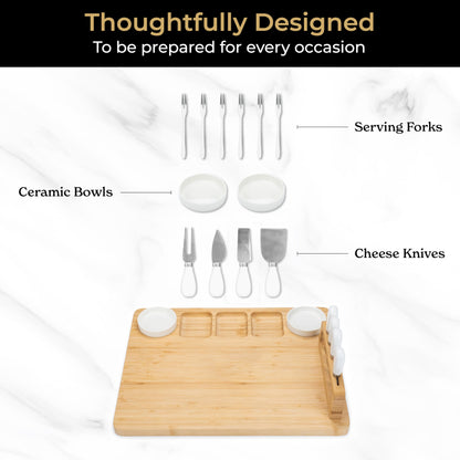 SMIRLY Charcuterie Boards Gift Set: Charcuterie Board Set, Bamboo Cheese Board Set - Unique for Mom - House Warming Gifts New Home, Wedding Gifts for