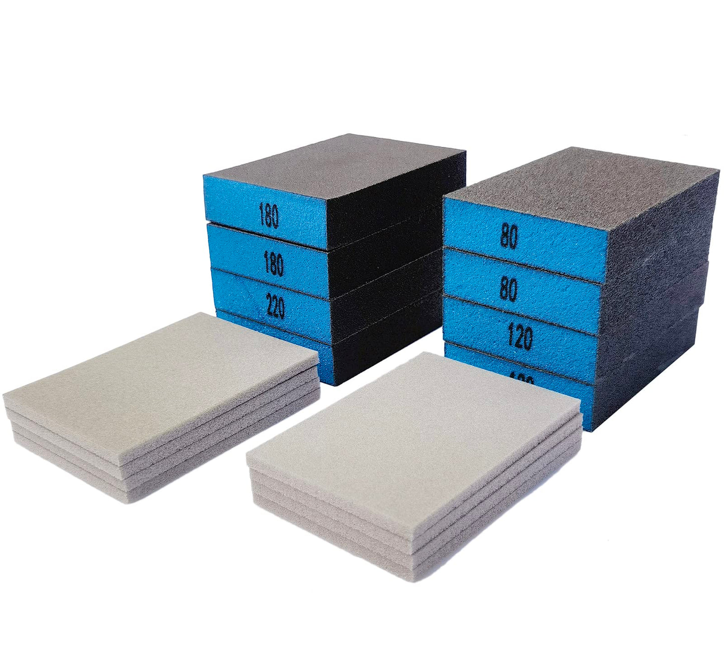 Tonmp 16 PCS Sanding Sponges Combination Set，Coarse Medium Fine Superfine Assortment Washable and Reusable Sanding Blocks for Wood Metal Wall