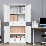 CMY Metal Storage Cabinet, 71" H x 32" W x 16" D Locking Storage Cabinet with Adjustable Shelves and 2 Drawers, Steel Storage Cabinet for Office, CMY