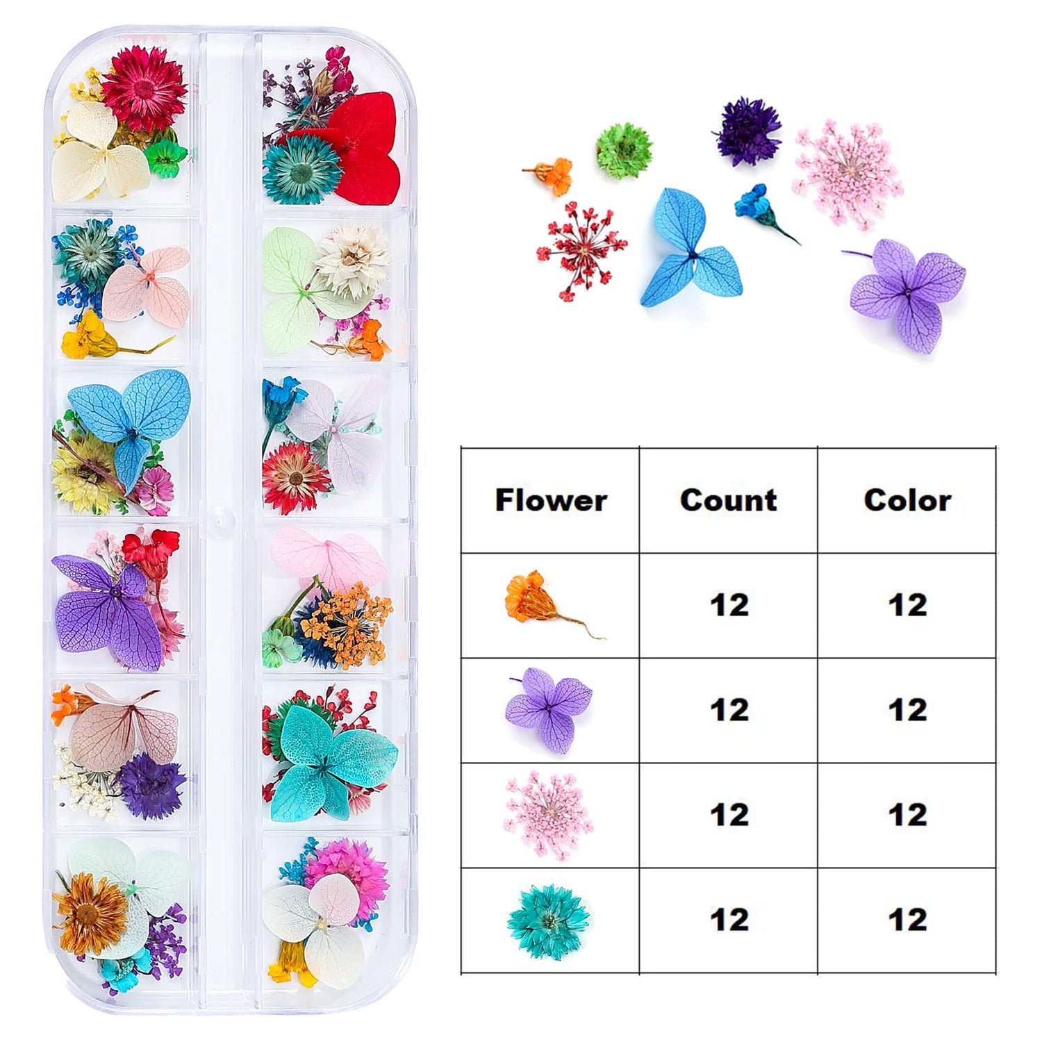 iFancer Dried Flowers for Resin Craft Nail Art Mix Small Mini Dry Flowers (Pack of 6 Boxes, About 260 PCS) iFancer