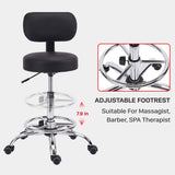 KLASIKA Drafting Swivel Chair with Back Support and Adjustable Footrest Rolling Stool, Multi-Purpose Office Desk Chair for Bar Kitchen Shop, Black KLASIKA