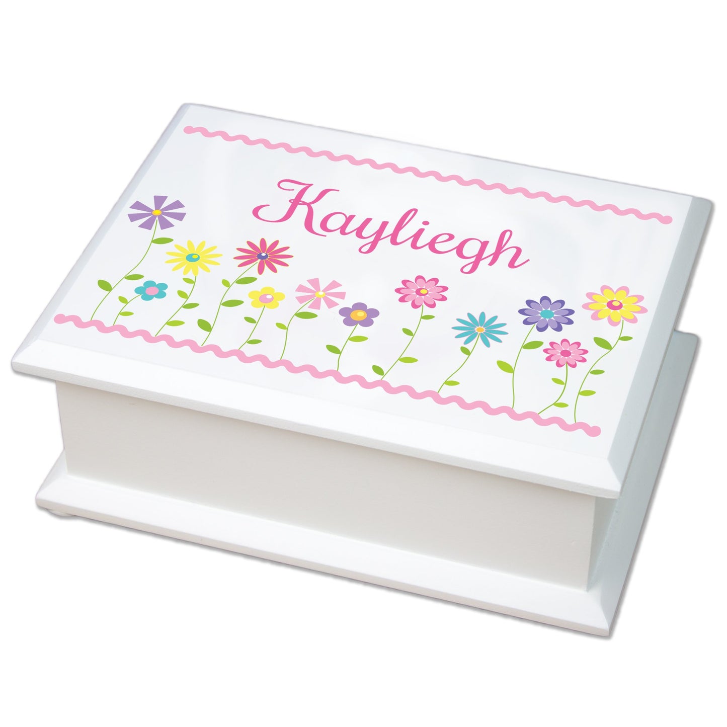 My Bambino Personalized Stemmed Flower Lift Top Jewelry Box - WoodArtSupply