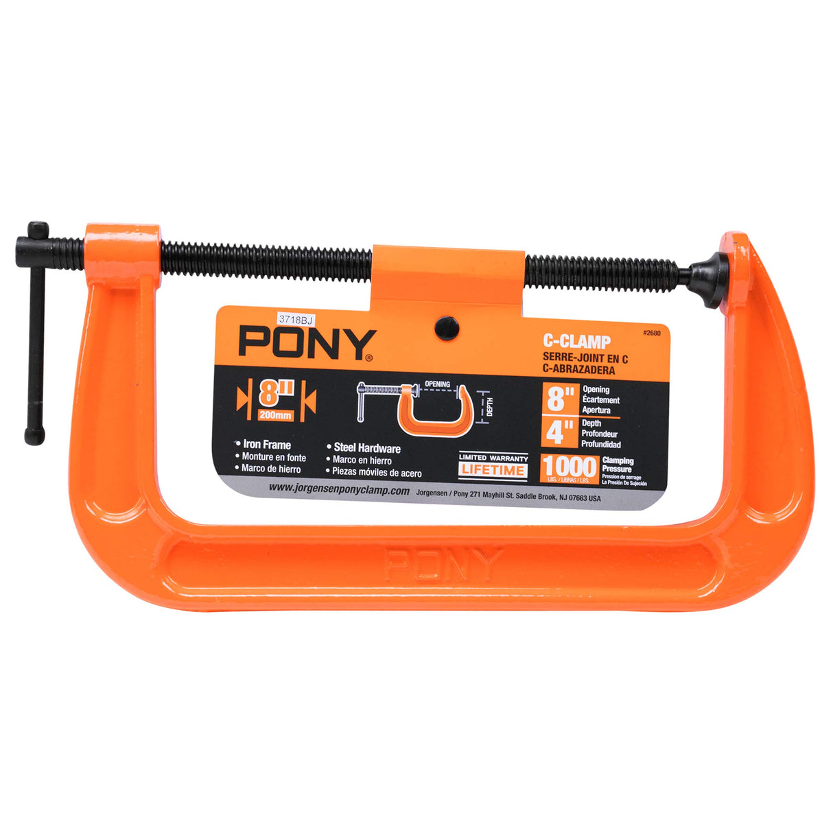 Pony Jorgensen 2680 8-Inch C-Clamp, Orange Pony Jorgensen