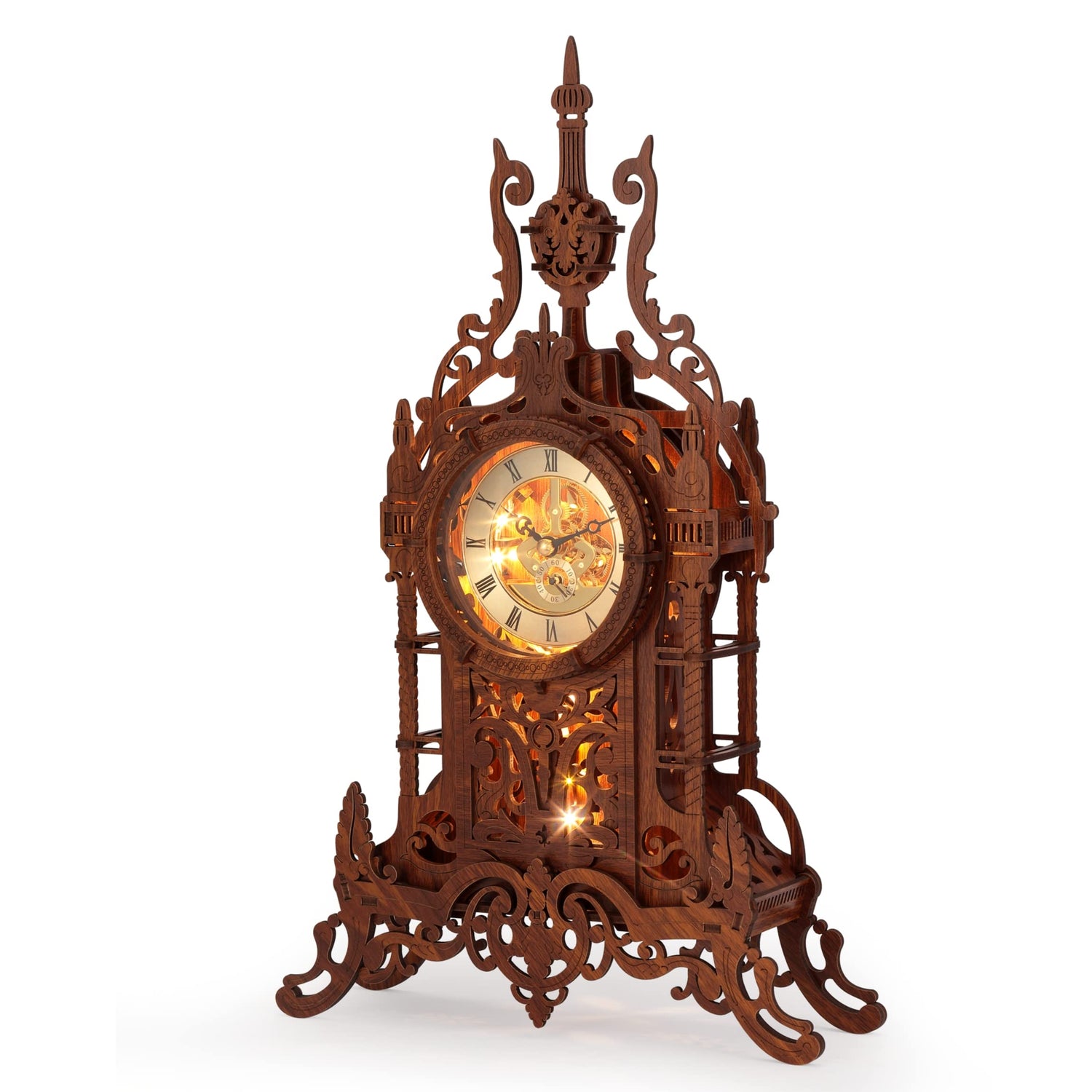3D Wood Puzzle Clock Tower with LED Light - FUNPOLA DIY Home Décor Model FUNPOLA