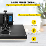 VEVOR Heat Press Machine, 16x24in / 40x61cm, Clamshell Sublimation Transfer Printer Teflon Coated, Digital Precise Heat Control, Silicone Sponge VEVOR