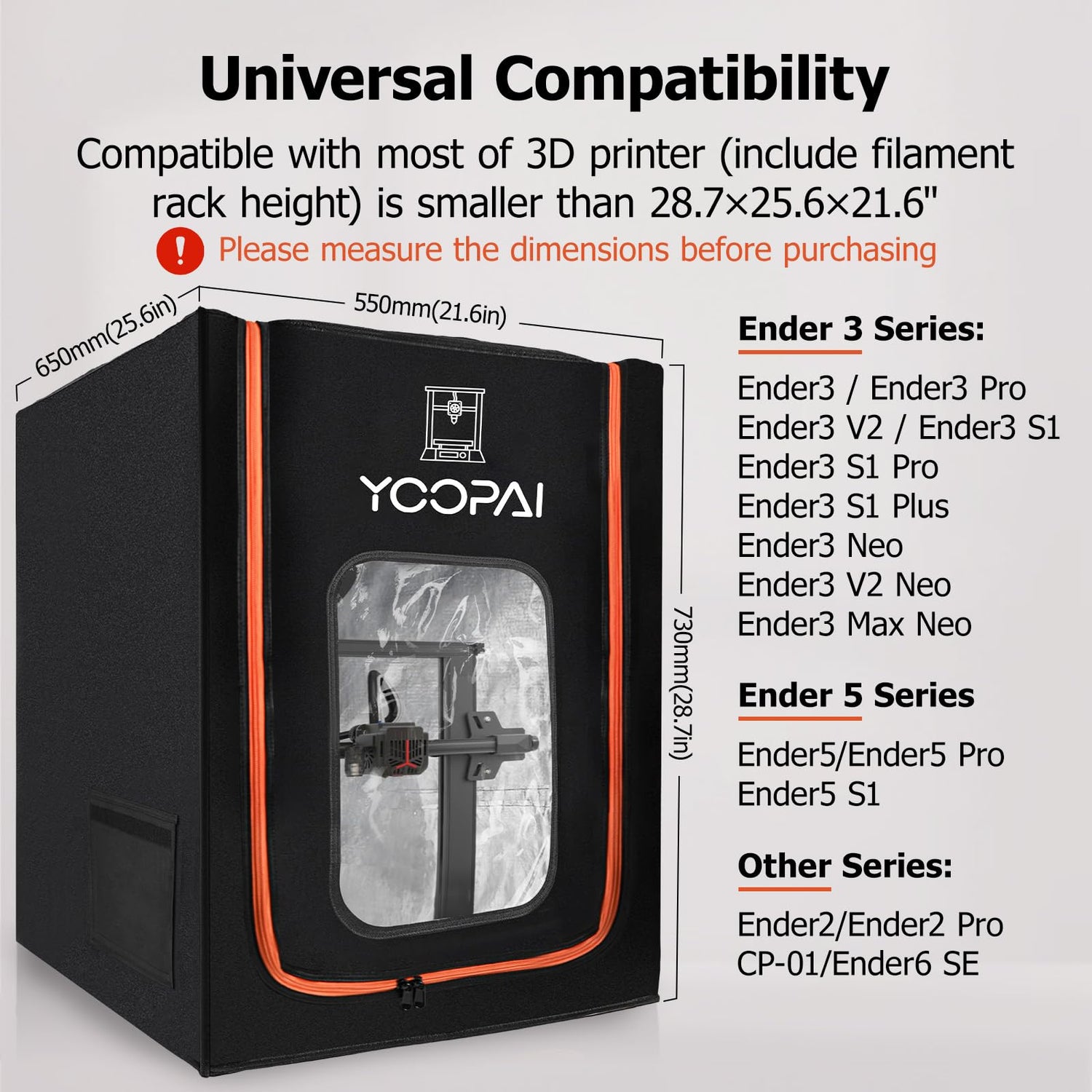 3D Printer Enclosure with LED Lighting, Fireproof Dustproof Tent Constant Temperature Protective Cover for Creality Ender 3/Ender 3 Pro/Ender YOOPAI