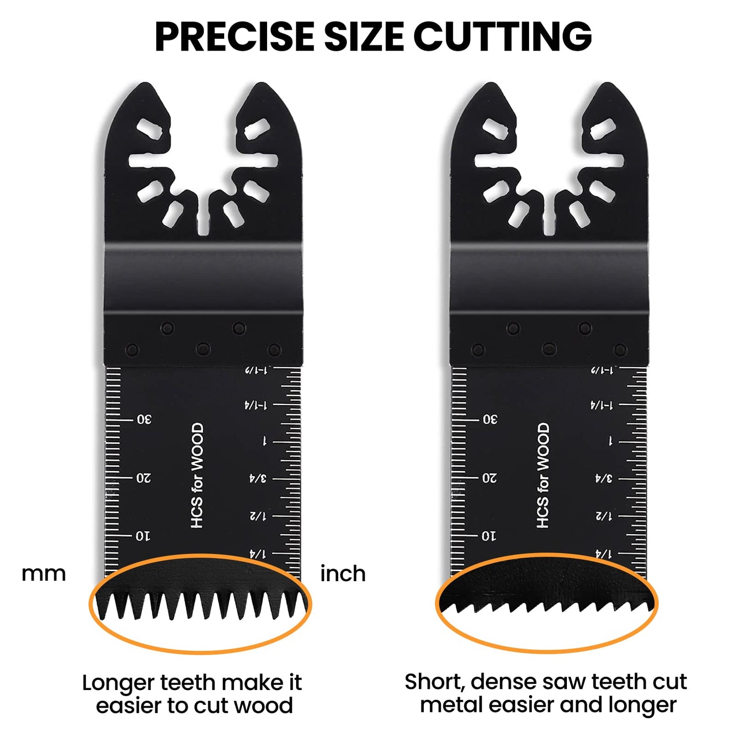 96 Pack Oscillating Saw Blades, CONNOO Oscillating Tool Blades Accessories with Sandpaper, Multitool Bi-Metal Blades for Wood Metal Plastics Quick - WoodArtSupply