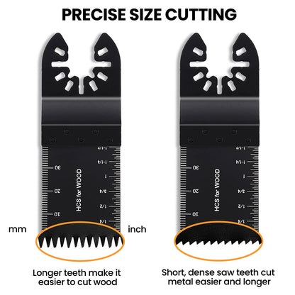 96 Pack Oscillating Saw Blades, CONNOO Oscillating Tool Blades Accessories with Sandpaper, Multitool Bi-Metal Blades for Wood Metal Plastics Quick - WoodArtSupply