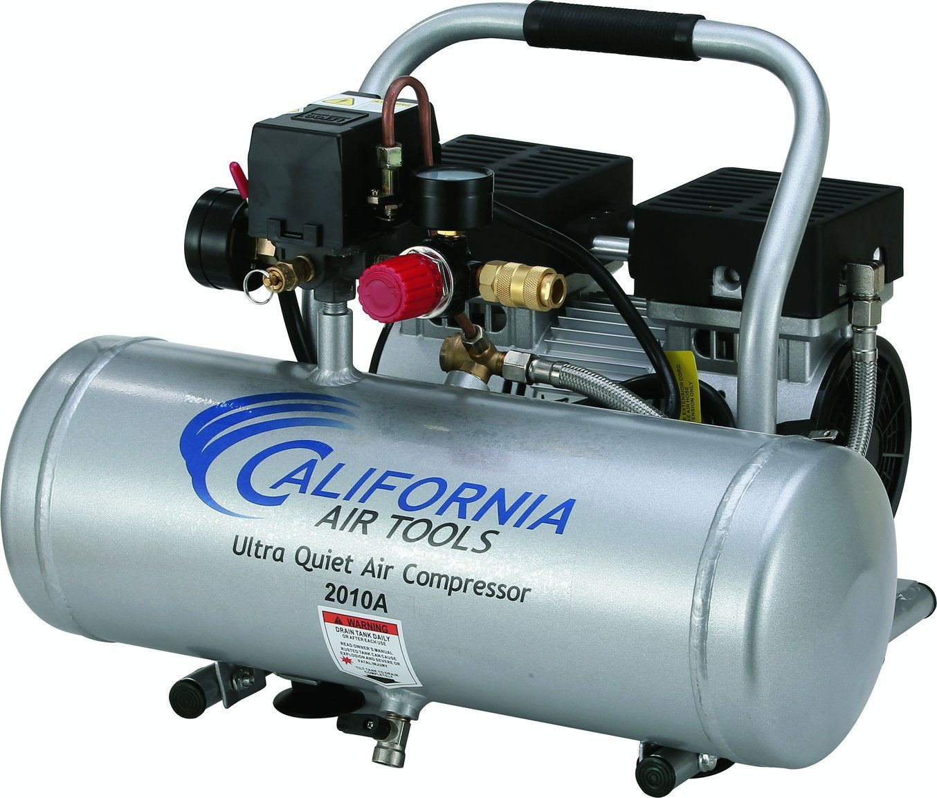 California Air Tools 2010A Ultra Quiet and Oil-Free 1.0 HP 2.0-Gallon Aluminum Tank Air Compressor,Silver - WoodArtSupply