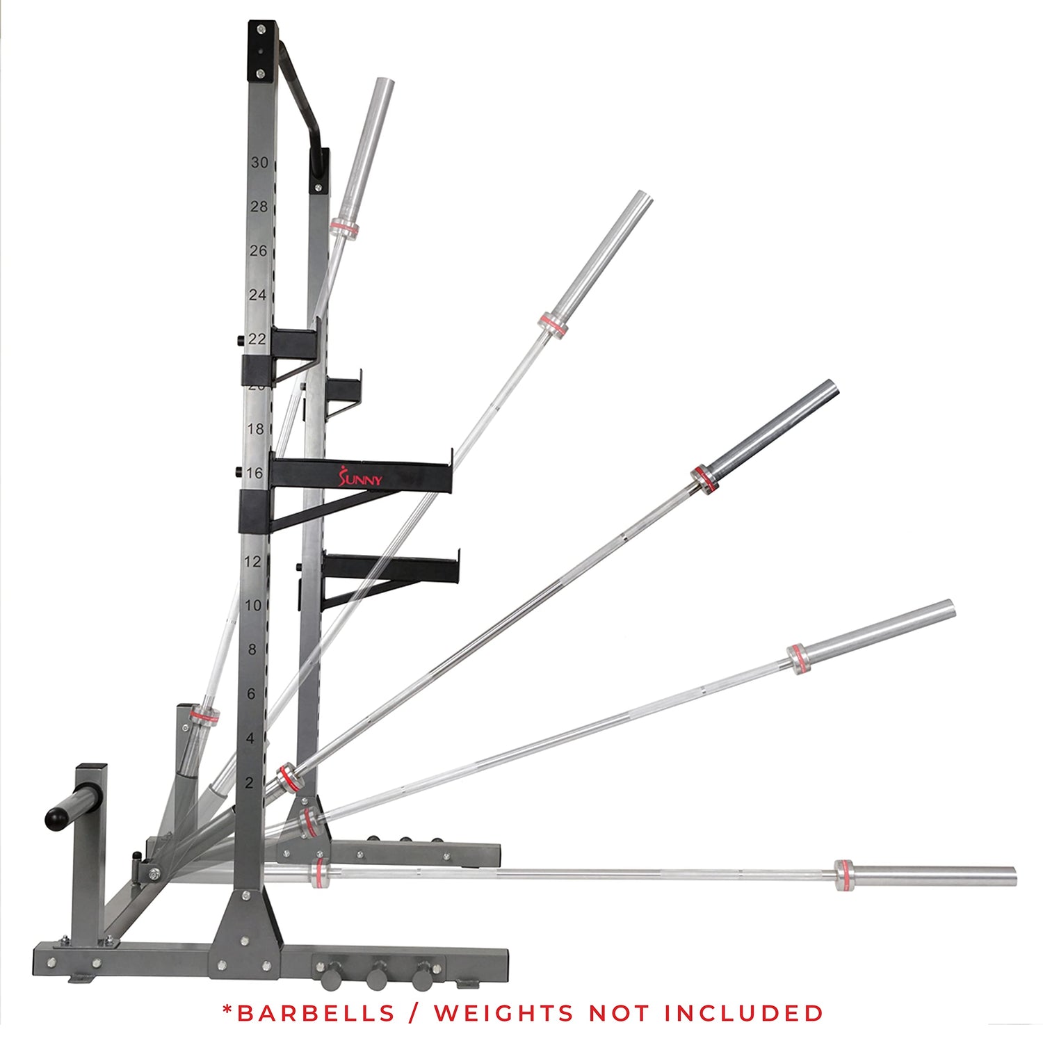 Sunny Health & Fitness Power and Squat Rack with High Weight Capacity, Olympic Weight Plate Storage and 360° Swivel Landmine and Power Band Sunny Health & Fitness