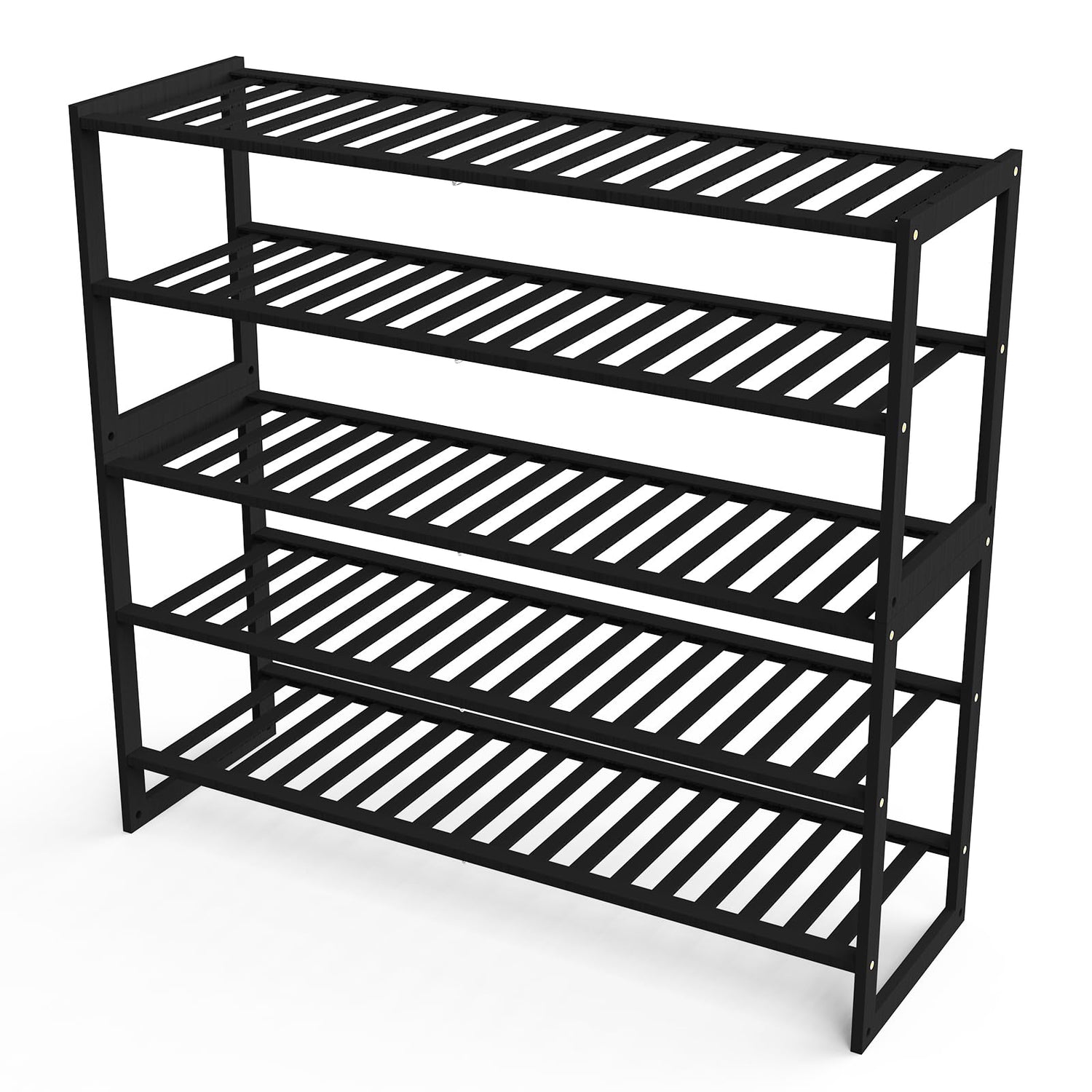 Jripae Shoe Rack Bamboo 5 Tier Shoe Organizer, Storage 20-25 Pairs for Closet Entryway, Stackable Large Tall Shoe Shelf Holder Stand Cubby for Door Jripae