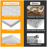 TORACK 3Pcs Metal Pegboard Panels for Wall Garage Utility Tools Pegboard Storage System for Workbench, Shop, Shed Modular Peg Board Organizer Board TORACK