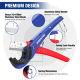 WORKPRO PEX Pipe Cutter with Sharp 7Cr17MoV Blades, Hose Cutter with 1/8"-1-5/8" Cutting Capacity, Tubing Cutter for PPR, PE, PP, and Rubber Hoses, WORKPRO