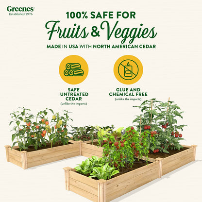 Greenes Fence Original Cedar Raised Garden Bed, 8' x 8' x 10.5" U-Shaped Bed - Made in USA with North American Cedar