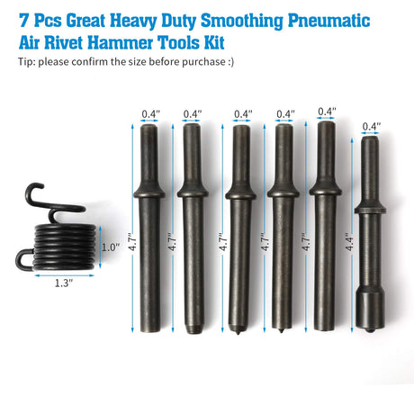 Anndason 7 Pcs Great Heavy Duty Smoothing Pneumatic Air Rivet Hammer Tools Kit Anndason
