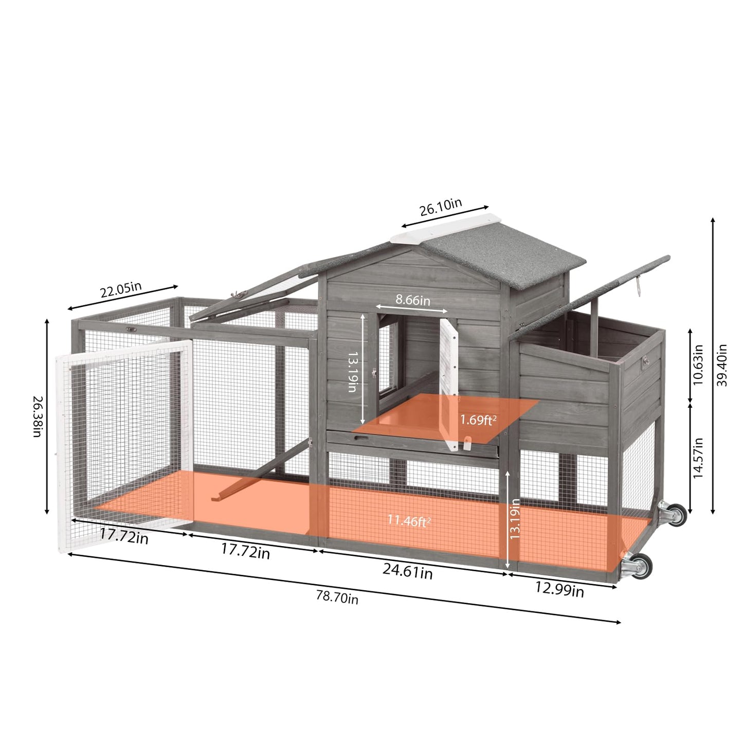 PetsCosset 158in Chicken Coop Wooden Indoor Outdoor for 1-6 Chickens Extension Chicken Houses with Removable Tray Nesting Box and Run（Set of Two）, - WoodArtSupply