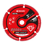 EZARC Diamond Cutting Wheel 3 x 3/8 Inch for Metal, Cut Off Wheel with 5000+ Cuts on Rebar, Steel, Iron and INOX EZARC