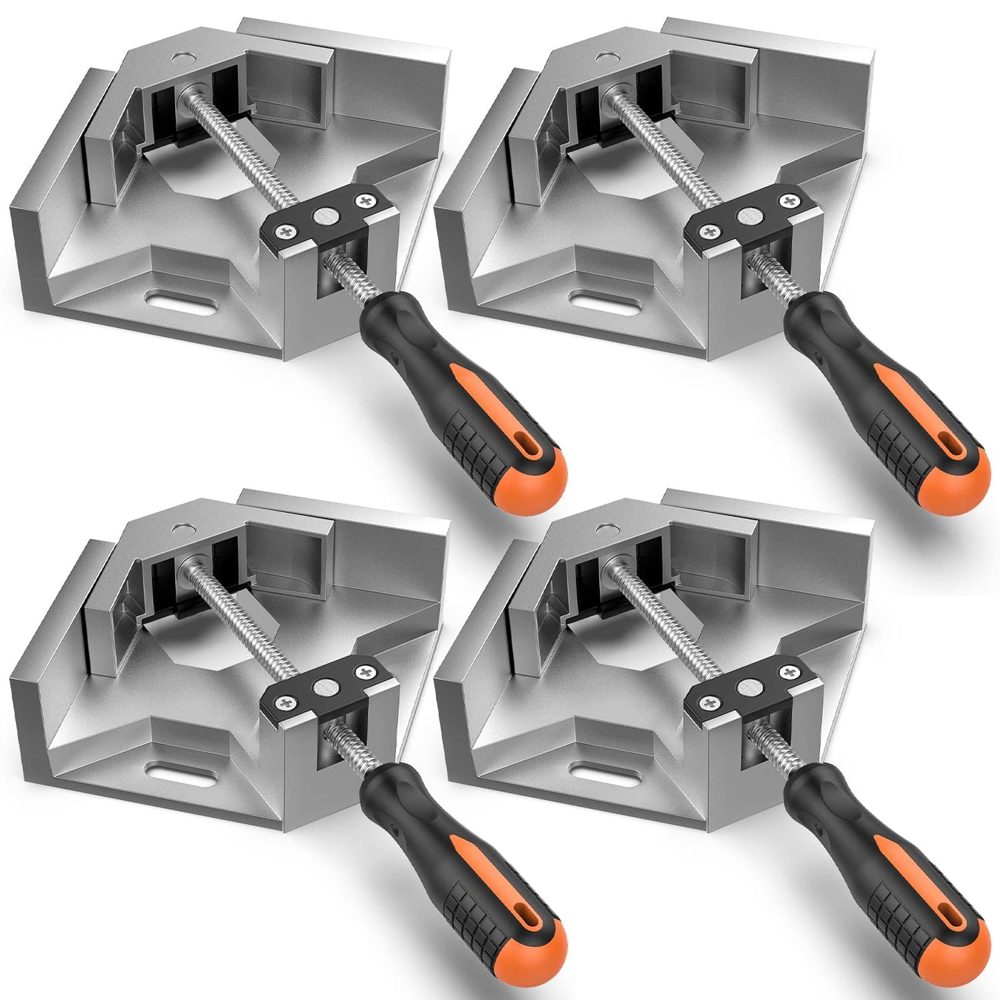 Right Angle Clamp, Housolution [4 PACK] Single Handle 90° Aluminum Alloy Corner Clamp, Clamps for Woodworking Adjustable Swing Jaw, Woodworking Tools